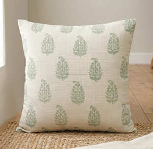 <b>Blue</b> Decorative Hand Block Print Cushion Cover Allover Floral <b>Throw</b> Pillow Coastal Farmhouse Decor - Product Image 3