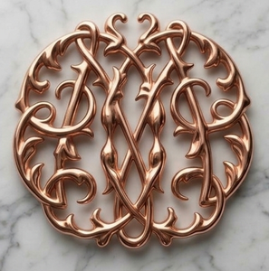 Round Copper Metal Trivet Handmade Floral Geometric Heat Resistant <b>Table</b> <b>Protector</b> - Product Image 3
