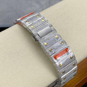 Reloj de lujo con movimiento suizo automático estilo hip-hop de alta calidad, con diamantes de moissanita VVS, reloj automático con moissanita VVS. - Product Image 4