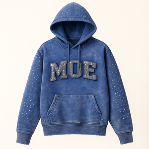Sweat-shirts personnalisés pour hommes, style vintage, avec strass, en molleton de coton épais, fabrication OEM, marque privée, vente en gros - Product Image 2
