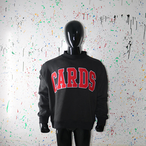 Sudadera Unisex Negra con Cuello Redondo, Estampado de Tarjetas Rojas, Corte Regular, Felpa Francesa de Algodón, Estilo Casual para Otoño, CLUSH SPORTS - Product Image 5