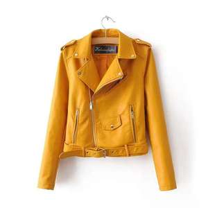 Women's Original Sheep Skin Biker Jacket with Stripe Zip Pockets Vintage Regular Fit <b>Coat</b> for <b>Winter</b> - Product Image 6