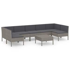 Conjunto de Muebles de Jardín de Ratán PE Gris con Acero con Recubrimiento en Polvo, Producto de Poliéster Duradero para Uso en Exteriores - Product Image 2