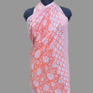 Mix and Match Bo-Ho Indian Floral Hand Block Printed Soft Cotton Cloth Sarong/Pareo Gift for Her Mom Friend Bridesmaid Woman - Product Image 1