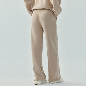 Pantalon de jogging décontracté pour homme en molleton beige respirant 100 % coton, taille élastique avec cordon de serrage, poches latérales, poids moyen, hiver - Product Image 2