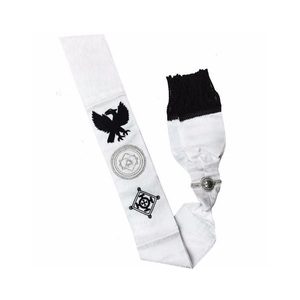Écharpe personnalisée du commandant de la Croix Rouge de Constantine, blanche avec broderie décorative noire, symboles brodés et fermoir - Product Image 1