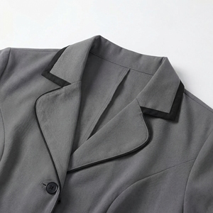 Grey Short Sleeve Lab Coat | Professional Medical <b>Nurse</b> Jacket | Contrast Trim Workwear Coat | Custom OEM Manufacturer - Product Image 3