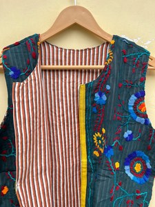Indian Handmade 100% Cotton Eco-Friendly <b>Quilted</b> Breathable Anti-Wrinkle Reversible Quick Dry Autumn Winter Boho Jacket - Product Image 2