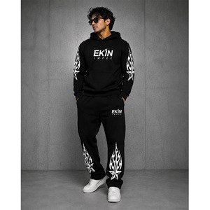 Conjunto Deportivo Personalizado con Estampado de Llamas 2026, Sudadera con Capucha y Pantalones Deportivos para Hombre, Ropa Deportiva de Felpa, OEM - Product Image 1