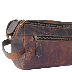 Bolsa de Aseo Marrón Hunter para Hombre, Neceser de Viaje, Accesorios de Cuero, Bolsa de Aseo de Cuero - Product Image 1