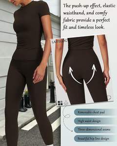 Ensemble de yoga de haute qualité pour femmes, vêtements de sport pour femmes, ensembles de yoga à séchage rapide, coupe ajustée - Product Image 4