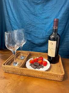 Plateau de service en rotin tressé fait main – Ensemble de plateaux de service en rotin pour la maison et les cafés - Product Image 5