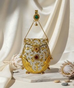 Handmade Gold-Plated <b>Silver</b> Brass Customized Clutch <b>Bag</b> Ladies Craftstages International Wedding <b>Evening</b> Party Chain Strap - Product Image 4