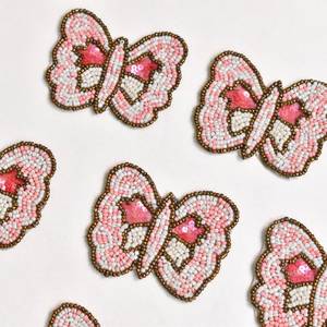 Cute Beaded Butterfly Bar <b>Accessories</b> Set Of 5 Pink White Decorative Fabric <b>Drinkware</b> <b>Accessories</b> - Product Image 3