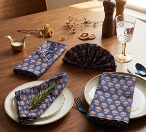 Premium Hand Block Print Cotton Napkin Set Handmade Reusable Table Linen for Dining and <b>Kitchen</b> Decor - Product Image 3