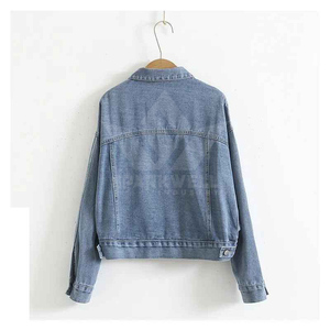 Custom Women's White <b>Denim</b> <b>Jacket</b> Button Front Long Sleeve Casual Jean <b>Jacket</b> with Chest Flap Pockets Wholesale - Product Image 4