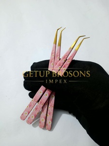 ชุดแหนบติดขนตาเคลือบกระดาษสีชมพู สแตนเลสสตีล ปลายทองคำ สำหรับต่อขนตา - Product Image 4