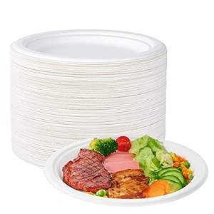 Assiettes en papier 100 % compostables de 10 pouces, résistantes, imperméables, jetables, biodégradables, écologiques, sans danger pour les aliments, en bagasse de canne à sucre - Product Image 1