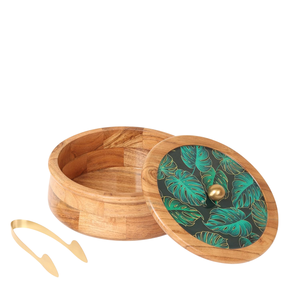 Olla de madera esmaltada a mano con tapa Estilo tradicional duradero Perfecto para servir comidas calientes Almacenamiento de alimentos Ideal para uso en la cocina - Product Image 4