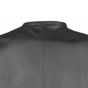 ODM <b>Men's</b> <b>Black</b> Genuine Leather Motorcycle Vest Zipper Front Multi Pocket Biker <b>Waistcoat</b> Sleeveless Casual Custom OEM Supplier - Product Image 5