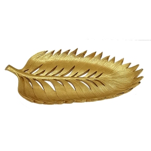 Luxury <b>Gold</b> Feather Leaf Key Holder Tray and Decorative Jewelry Bowl – Small Metal Catchall Plate for <b>Bedside</b> <b>Table</b>, Counter. - Product Image 1