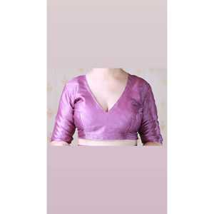 Sari en Georgette à Imprimé Floral avec Bordure Tissée en Zari, Robe de Cocktail Douce de Couleur Vin - Product Image 1