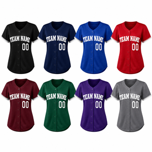 Custom Women’s Baseball Jersey Button <b>Down</b> Team Uniform OEM Personalized Name Number Breathable Polyester Shirt - Product Image 2