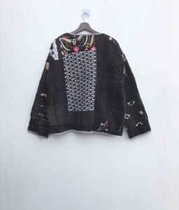 Chaqueta Kantha Bordada a Mano con Flores para Mujer, Estilo Japonés, Abrigo de Invierno de Algodón, Chaqueta Kantha Corta - Product Image 6