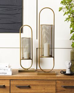Support à bougie en acier, hauteur 53 cm, design ovale, décoration d'intérieur durable, porte-lanterne en métal - Product Image 5