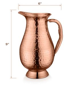Handcrafted Hammered Copper Water Pitcher with Lid <b>Tall</b> Beverage Jug with Handle for Dining <b>Table</b> Hydration and Kitchen Use - Product Image 6