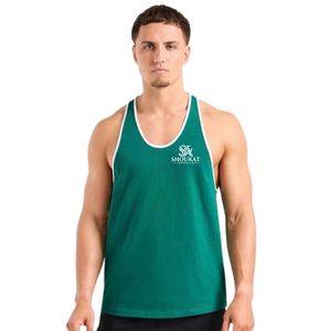 <b>Mens</b> Green Racerback Tank Top <b>Gym</b> Workout <b>Vest</b> Athletic Fitness Training Bodybuilding Sportswear Sleeveless Running Activewear - Product Image 1
