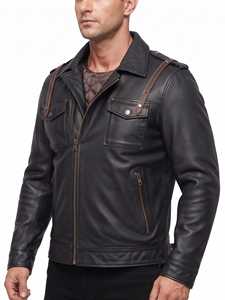ชุดคอสเพลย์นักขี่มอเตอร์ไซค์สีดำ Furat Leathers แจ็คเก็ตหนังวัวแท้สำหรับผู้ชาย กันลมและระบายอากาศได้ดี เหมาะสำหรับฤดูหนาว - Product Image 5