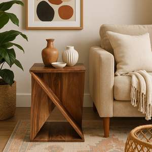 Table d'appoint en bois réglable en hauteur, offrant un support pratique pour les intérieurs modernes - Product Image 2