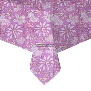 Mantel Cuadrado de Algodón con Estampado Floral Hecho a Mano, Cubierta de Mesa India, Tela de Lino para Decoración de Fiestas y Bodas Estilo Rústico - Product Image 5