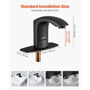Rubinetto Automatico per Lavabo Bagno con Sensore di Movimento, Senza Contatto, Regolabile, a Batteria, con Copertura per Foro del Rubinetto del WC - Product Image 3