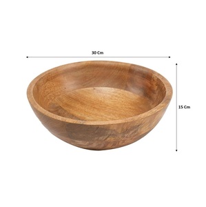 Salad Tossing Wooden Bowl With White Interior Minimalist Design For Food Serving Home Decorative Wooden <b>Pasta</b> Serving Bowl - Product Image 6