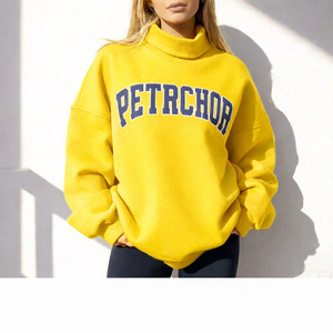 Sweat-shirts à col montant personnalisés pour femmes, en gros, avec logo personnalisé, mélange polyester/coton, service OEM - Product Image 1