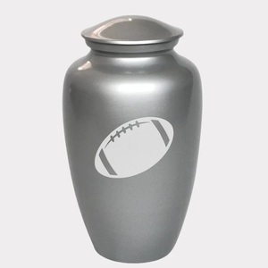 Urne funéraire en métal gris en forme de ballon de football avec finition mate, pour cendres commémoratives, récipient funéraire - Product Image 6