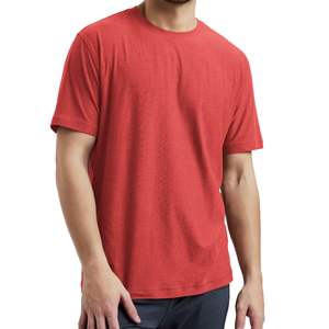 Camiseta Personalizada para Hombre, Cuello Redondo, Manga Corta, Algodón Rojo Brillante, Casual, Transpirable, Suave, Ligera, Estilo Urbano, Verano - Product Image 2