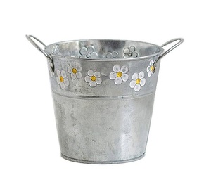Maceta ovalada de metal galvanizado con asa, estilo rústico, para jardín, uso en exteriores, macetas hechas a mano. - Product Image 6