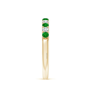 Anillo de Compromiso Vintage de Lujo con Gema Verde y Diamantes Alternados, Media Eternidad, para Mujer, Oro 10K 14K 18K, Plata 925 935 - Product Image 2