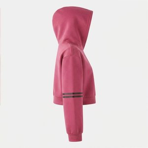 High Quality Custom Logo Women's Hooded Sweatshirt Solid Color Full Sleeve Knitted Breathable Short Length Autumn /Winter - Product Image 4
