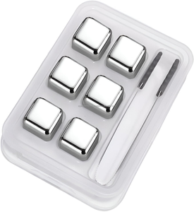 Piedras de Whisky de Acero Inoxidable, 6 Piezas con Caja de Plástico, Cubitos de Hielo Reutilizables para Whisky, Cócteles, Vino, Accesorios de Bar - Product Image 2