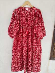 Robe longue en coton imprimé floral bohème pour femme, coupe évasée, décontractée, pour la plage ou les soirées, vente en gros, exportation - Product Image 2
