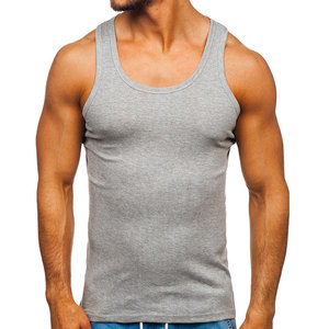 Men's Gray Hollow Back Tank Top O-Neck Knitted Printed 100% Polyester Casual Breathable Solid Color Muscle Fit Sleeveless <b>Vest</b> - Product Image 3