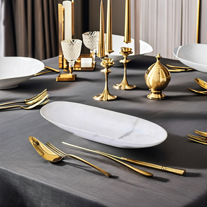 Cuenco Largo de Mármol Blanco Artesanal de la India para una Experiencia Gastronómica Sofisticada, Vajilla Hecha a Mano de Calidad Superior para Espacios Elegantes - Product Image 5