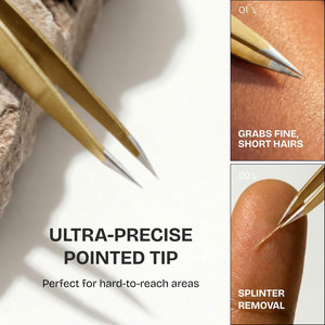 Ensemble de pinces à épiler professionnelles pour sourcils, pinces à épiler biseautées et pointues, ultra-précision, en acier inoxydable allemand, pour les sourcils et les poils incarnés - Product Image 4