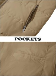 Blouson d'aviateur d'hiver pour hommes de grande taille matelassé à fermeture éclair complète manteau chaud coupe-vent veste athlétique décontractée pour le travail - Product Image 4