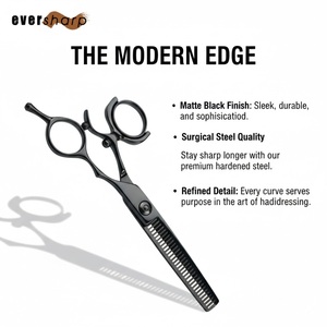 Tijeras de Entresacar Profesionales para Salón y Barbería, para Zurdos, con Mango Giratorio Desplazado de 5.5 Pulgadas, Hoja Convexa con Recubrimiento de Titanio, 440C 24T - Product Image 4