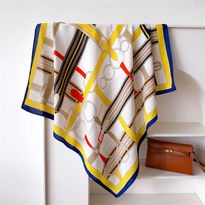 90*90 2026 New Fashion <b>Light</b> Luxury Silk Scarf Women Twill Simple Square Scarves Ladies Sunscreen Shawl Headscarf All Seasons - Product Image 3